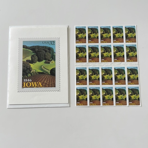 Grant Wood Young Corn postage Stamps and Young Corn Note Card new - Picture 1 of 2